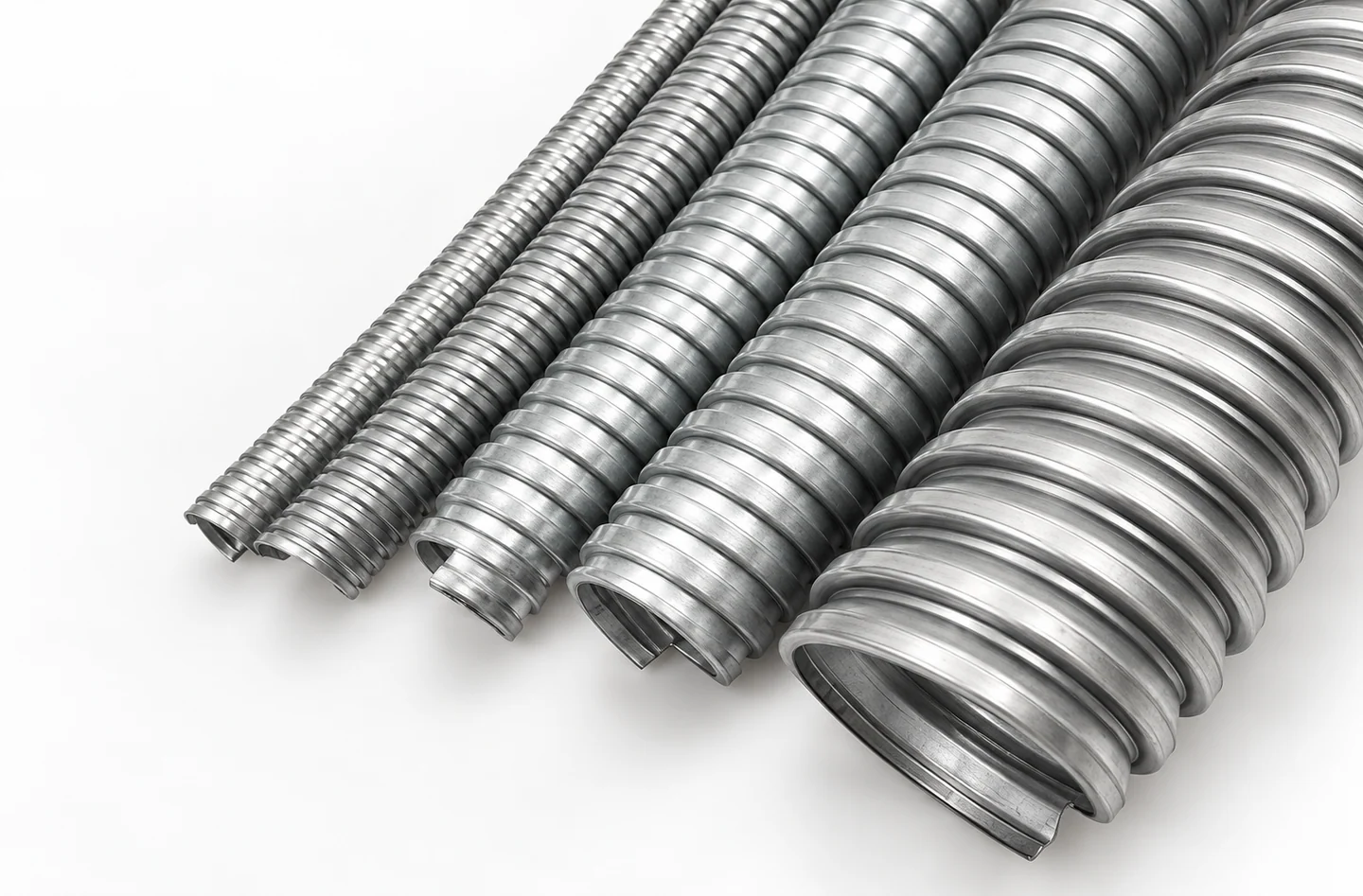 Representative stainless steel flexible conduit sections based on HUSI catalog products